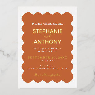 Retro 1950s Wavy Edge Terracotta Wedding