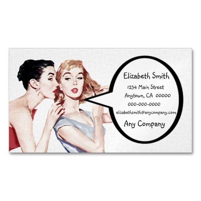 Retro 1950s Women Gossipers Magnetic Business Card (Front)
