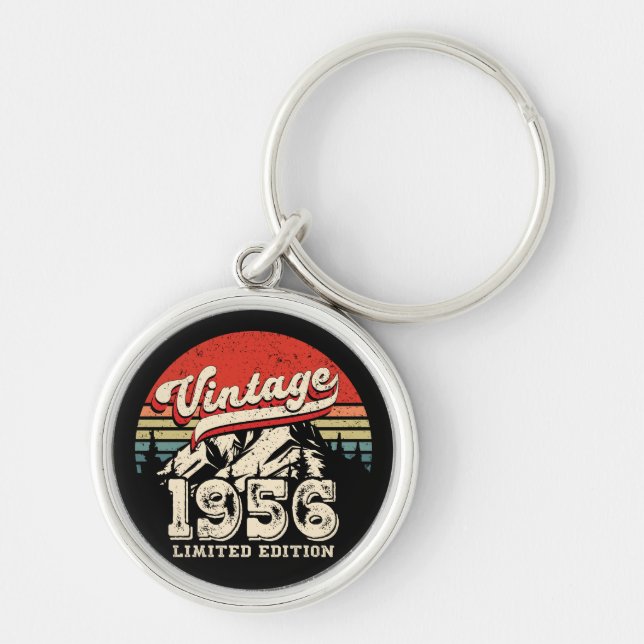 Retro 1956 Birthday Gift Vintage 70th Bday Keychain (Front)