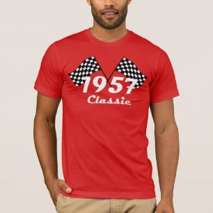 Retro 1957 Classic Black & White Chequered Flag T-Shirt
