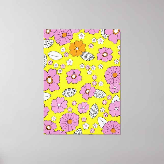 Retro 1960 Flowers Canvas Print (Front)