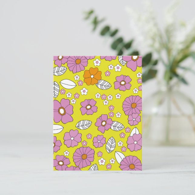 Retro 1960 Flowers Card (Standing Front)