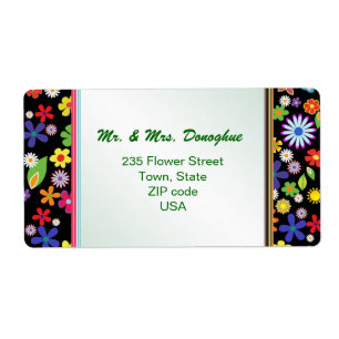 Retro 1960-x style Flower Power address Label