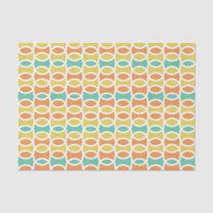 Retro 1960s Circles Ovals Orange Teal Gold Tissue Paper