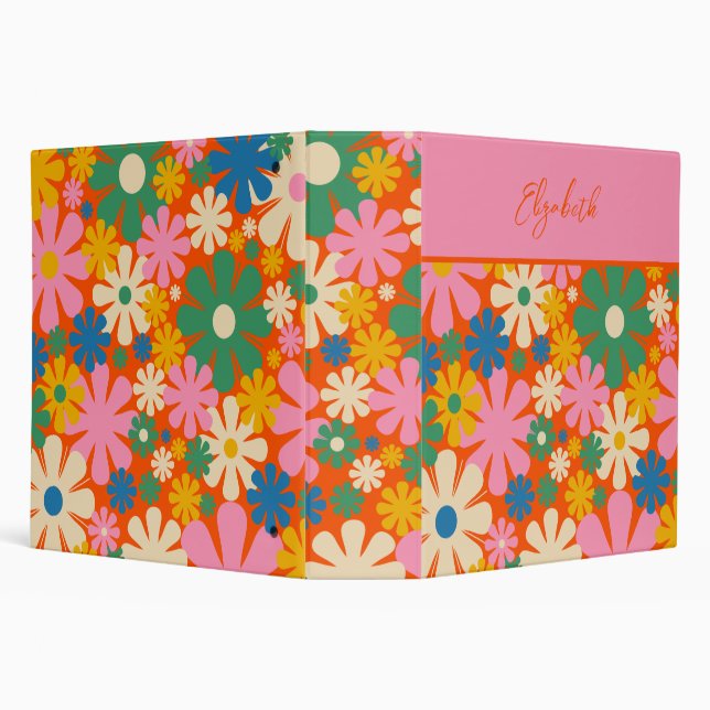 Retro 1960s Colourful Floral Pattern  Binder (Background)