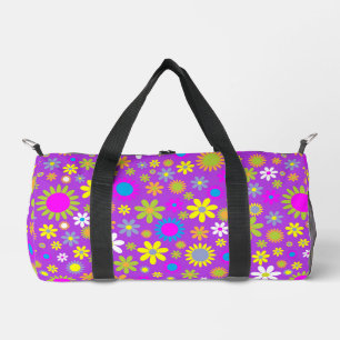Retro 1960s Flower Pattern Duffle Bag