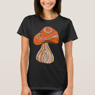 Retro 1960s Hippy Style Distressed Mushroom Graphi T-Shirt