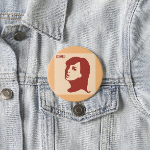 Retro 1960s Minimalist Woman Illustration Art 3 Inch Round Button
