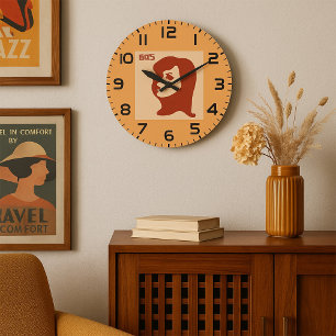 Retro 1960s Minimalist Woman Illustration Art Large Clock