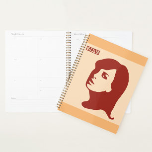 Retro 1960s Minimalist Woman Illustration Art Planner