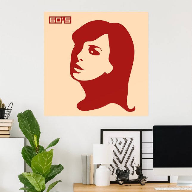 Retro 1960s Minimalist Woman Illustration Art Poster (Creator Uploaded)