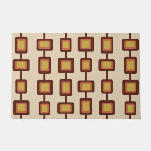 Retro 1960s Rounded Squares Yellow Orange Doormat