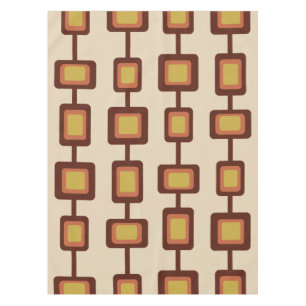 Retro 1960s Rounded Squares Yellow Orange Tablecloth