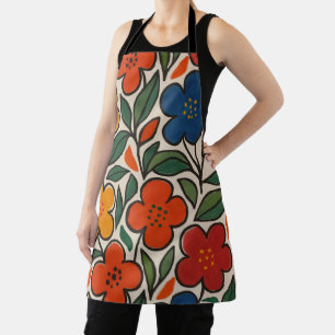 Retro 1960s Style Floral Pattern Apron