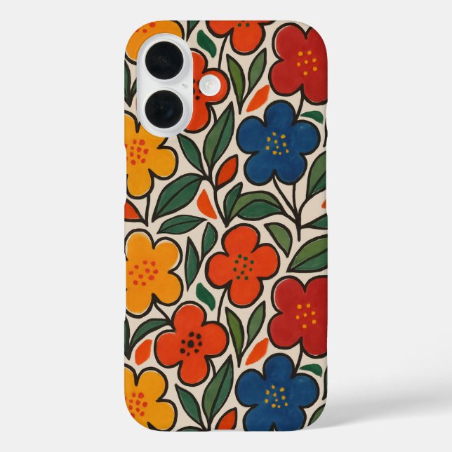Retro 1960s Style Floral Pattern Case-Mate iPhone Case (Back)