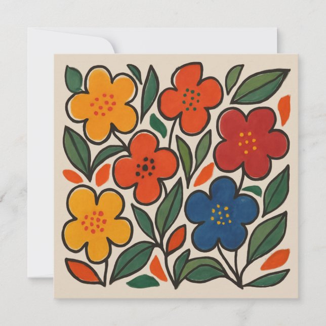 Retro 1960s Style Floral Pattern Invitation (Front)