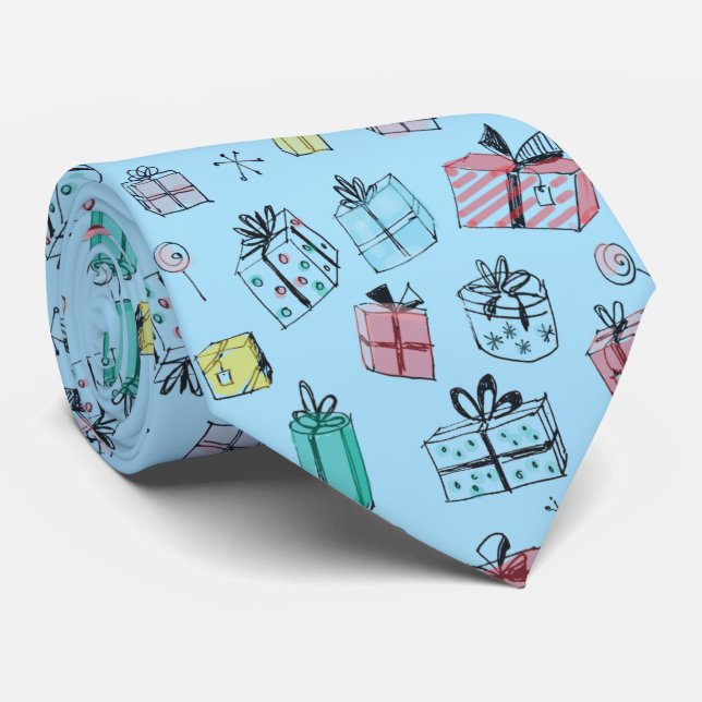 Retro 1960s Style Gifts Hand Drawn Mint Green Neck Tie (Rolled)