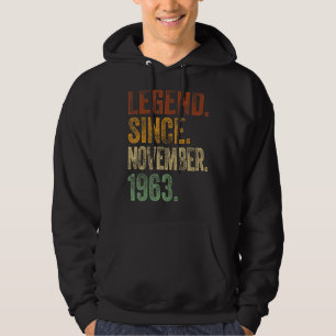 Retro 1963 Birthday November Born Legend Since 19 Hoodie