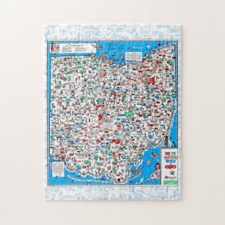 Retro 1966, carte de l'Ohio puzzle puzzle 11" x 14