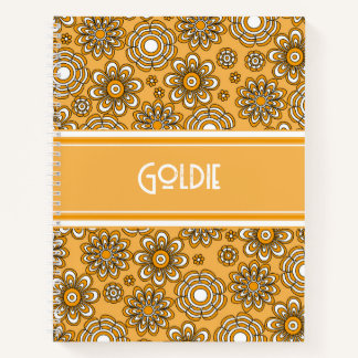 Retro 1970 Mustard Yellow Flower Notebook