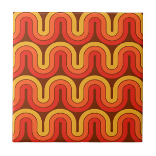 Retro 1970 Style Wave Pattern Tile