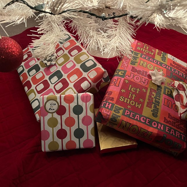 Retro 1970s Christmas Assortment Wrapping Paper Sheet (Creator Uploaded)