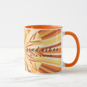 Retro 1970s Club Sunburst Custom Monogram Mug