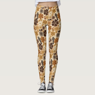 Retro 1970s Floral Graphic Leggings