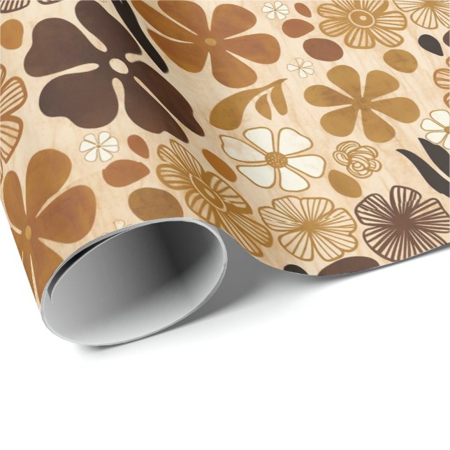 Retro 1970s Floral Graphic Wrapping Paper (Roll Corner)