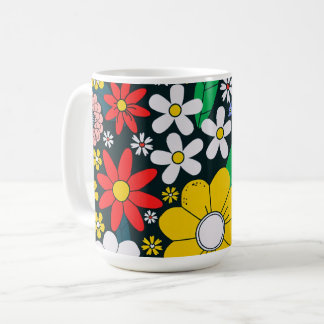 Retro 1970s Floral Pattern Coffee Mug