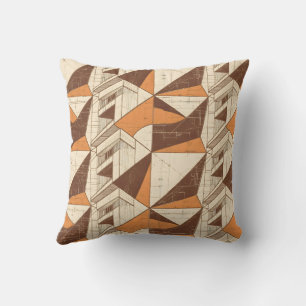 Retro 1970s Geometric Arch Pattern in Burnt Sienna Throw Pillow