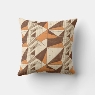 Retro 1970s Geometric Arch Pattern in Burnt Sienna Throw Pillow
