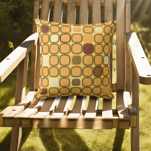 Retro 1970's Harvest Gold Pattern Throw Pillow