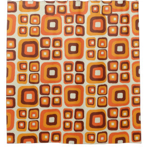 Retro 1970s Mid Century Orange and Brown Geometric