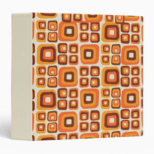Retro 1970s Mid Century Orange and Brown Geometric Binder