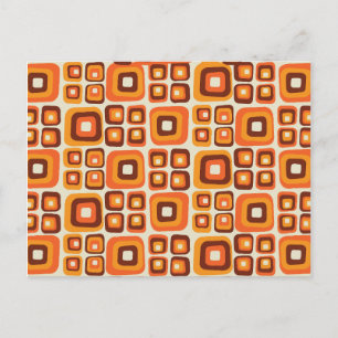 Retro 1970s Mid Century Orange and Brown Geometric Postcard