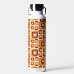 Retro 1970s Mid Century Orange and Brown Geometric Water Bottle