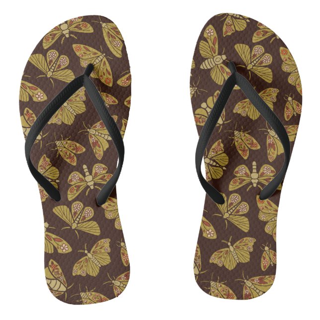 Retro 1970s Moths Flip Flops (Footbed)