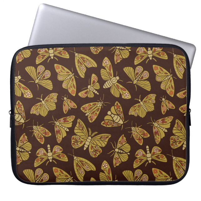 Retro 1970s Moths Laptop Sleeve (Front)