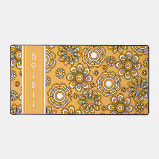 Retro 1970s Mustard Yellow Flower Desk Mat