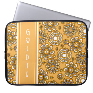 Retro 1970s Mustard Yellow Flower Laptop Sleeve
