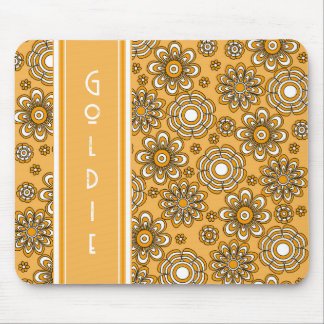 Retro 1970s Mustard Yellow Flower Mouse Pad