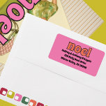 Retro 1970s Noel Pink Orange Return Address Label<br><div class="desc">These return address labels have a vintage look with the word "noel" spelled out in orange retro lettering set against a bright pink background with your name and address below.</div>