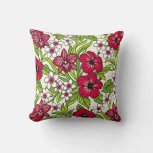 Retro 1970s Orchid Throw Pillow