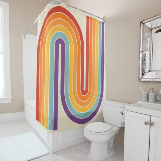 Retro 1970s Style Arched Stripes Geometric Pattern (In Situ)
