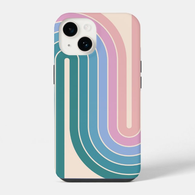 Retro 1970s Style Arched Stripes Geometric Pattern iPhone Case (Back)