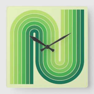 Retro 1970s Style Arched Stripes Geometric Pattern Square Wall Clock