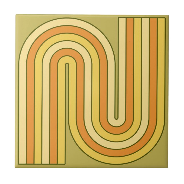 Retro 1970s Style Arched Stripes Geometric Pattern Tile (Front)