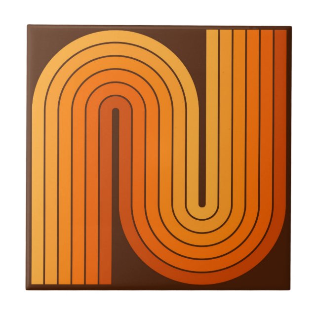 Retro 1970s Style Arched Stripes Geometric Pattern Tile (Front)