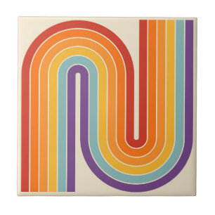 Retro 1970s Style Arched Stripes Geometric Pattern Tile